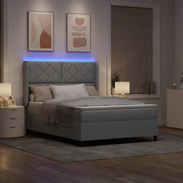 Pat cu arc LED cu headboard Gri deschis 140 x 190 cm țesătură - WALTI WALTI