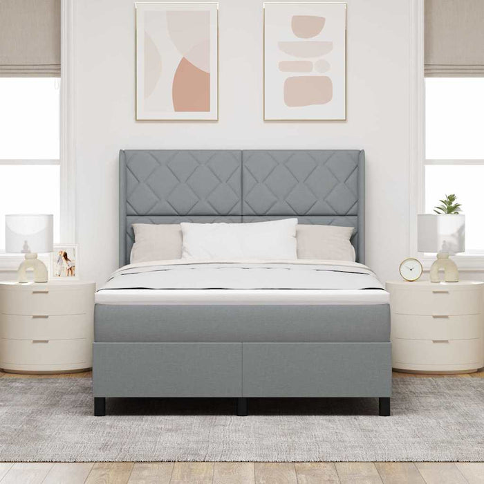Pat cu arc LED cu headboard Gri deschis 140 x 190 cm țesătură - WALTI WALTI