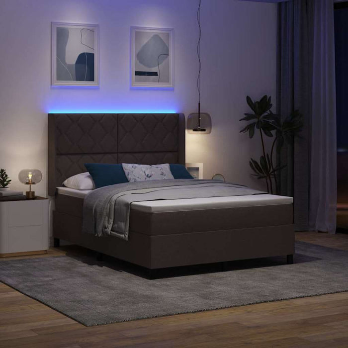 Pat cu arc LED cu headboard Maro închis 140 x 190 cm țesătură WALTI