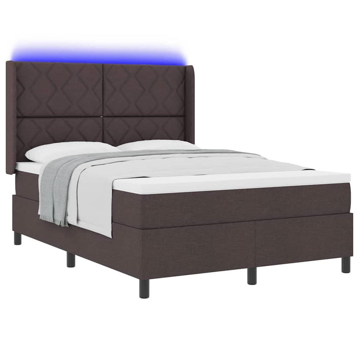 Pat cu arc LED cu headboard Maro închis 140 x 190 cm țesătură WALTI