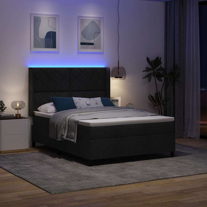 Pat cu arc LED cu headboard Negru 140 x 200 cm țesătură WALTI