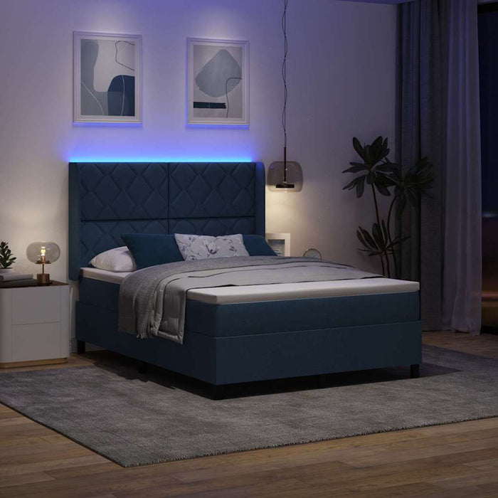 Pat cu arc LED cu headboard albastru 160 x 200 cm țesătură WALTI