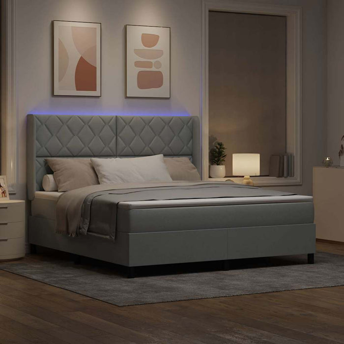 Pat cu arc LED cu headboard Gri deschis 180 x 200 cm țesătură - WALTI WALTI
