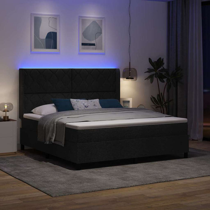 Pat cu arc LED cu headboard Negru 180 x 200 cm țesătură WALTI
