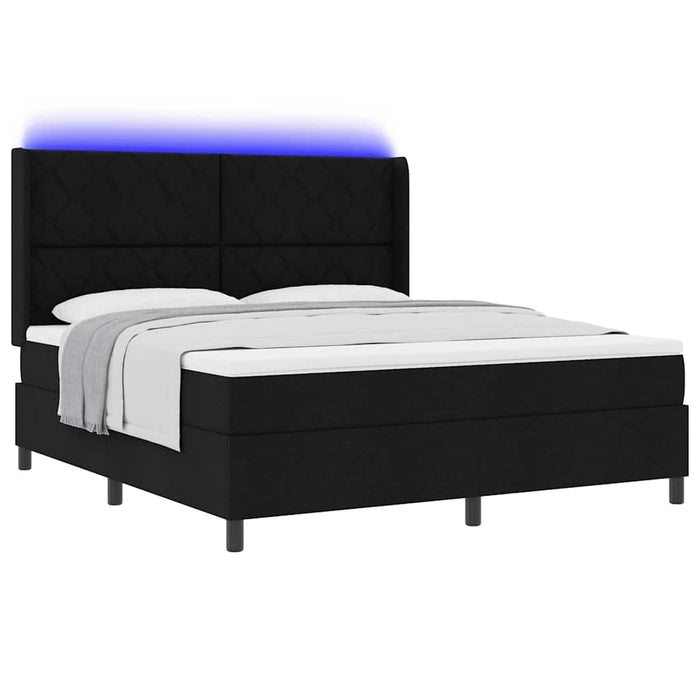 Pat cu arc LED cu headboard Negru 180 x 200 cm țesătură WALTI