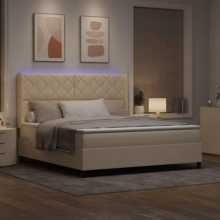 Pat cu arc LED cu headboard Crem 180 x 200 cm țesătură WALTI