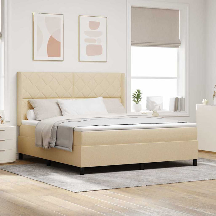 Pat cu arc LED cu headboard Crem 180 x 200 cm țesătură WALTI