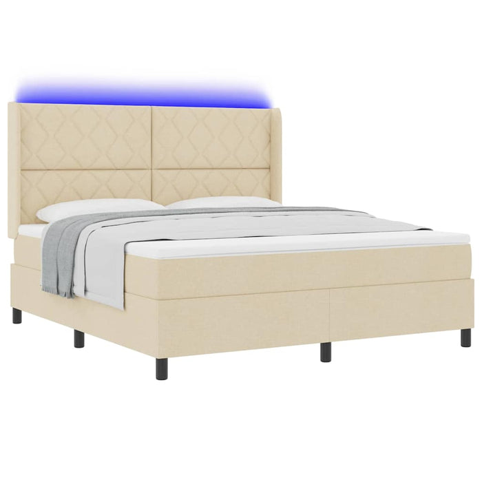 Pat cu arc LED cu headboard Crem 180 x 200 cm țesătură WALTI