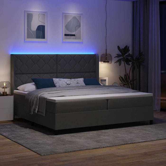Pat cu arc LED cu headboard Gri închis 200 x 200 cm țesătură WALTI