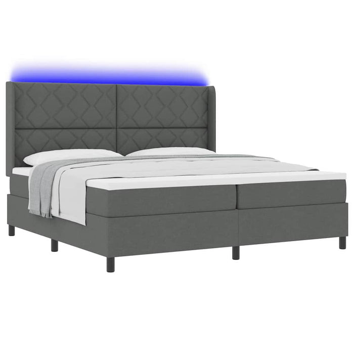 Pat cu arc LED cu headboard Gri închis 200 x 200 cm țesătură WALTI