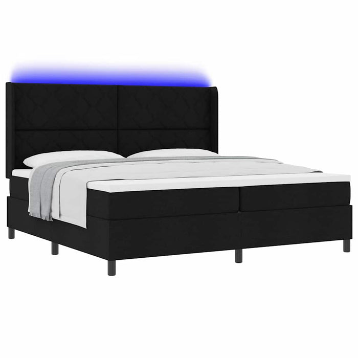 Pat cu arc LED cu saltea Negru 200 x 200 cm țesătură - WALTI WALTI
