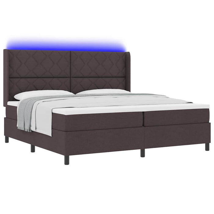 Pat cu arc LED cu saltea Maro închis 200 x 200 cm țesătură - WALTI WALTI