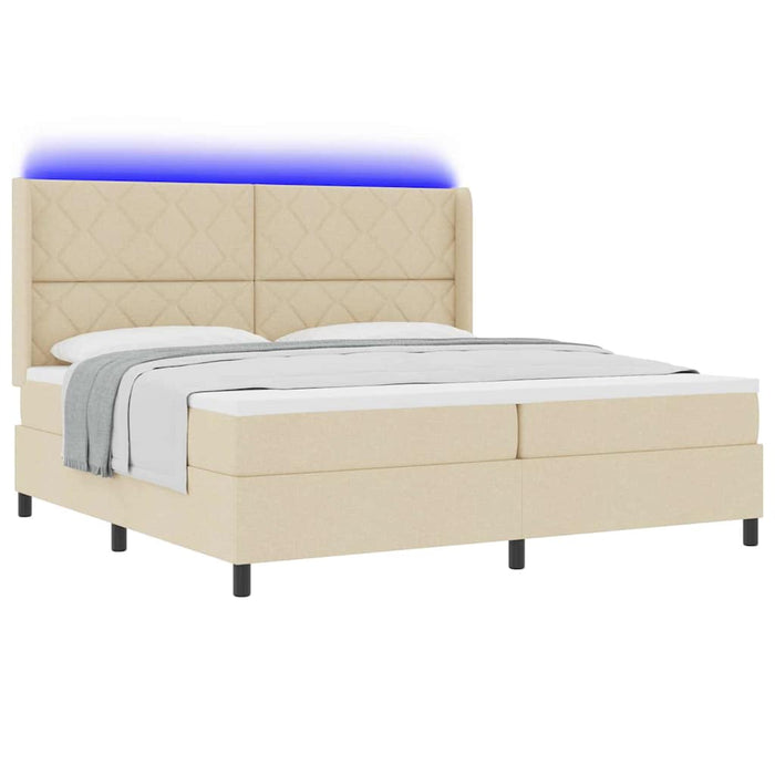 Pat cu arc LED cu saltea Crem 200 x 200 cm țesătură - WALTI WALTI