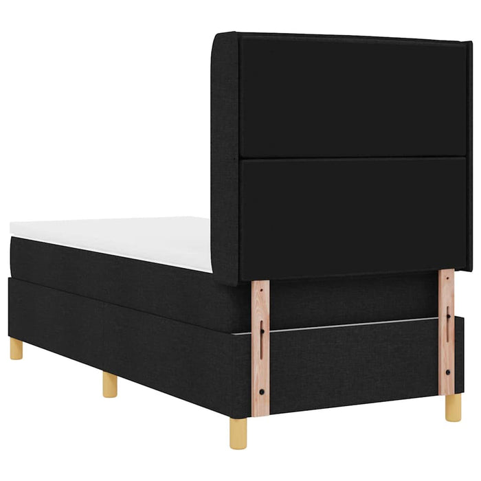 Pat cu arcuri cu saltea cu headboard Negru 90 x 190 cm țesătură - WALTI WALTI