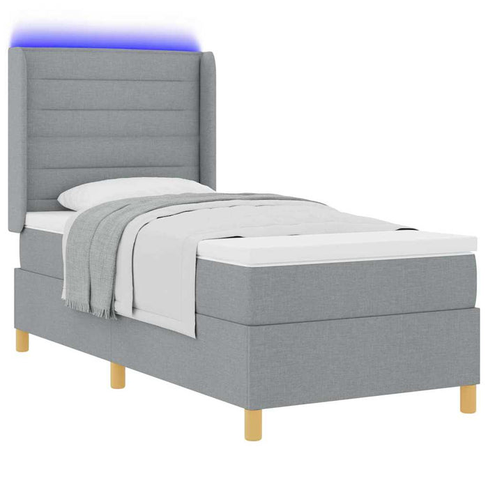 Pat cu arcuri cu saltea Gri deschis 90 x 200 cm țesătură - WALTI WALTI