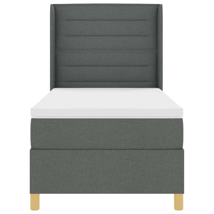Pat cu arcuri cu saltea cu headboard Gri 90 x 200 cm țesătură - WALTI WALTI