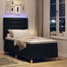 Pat cu arcuri cu saltea cu headboard Negru 90 x 200 cm țesătură - WALTI WALTI