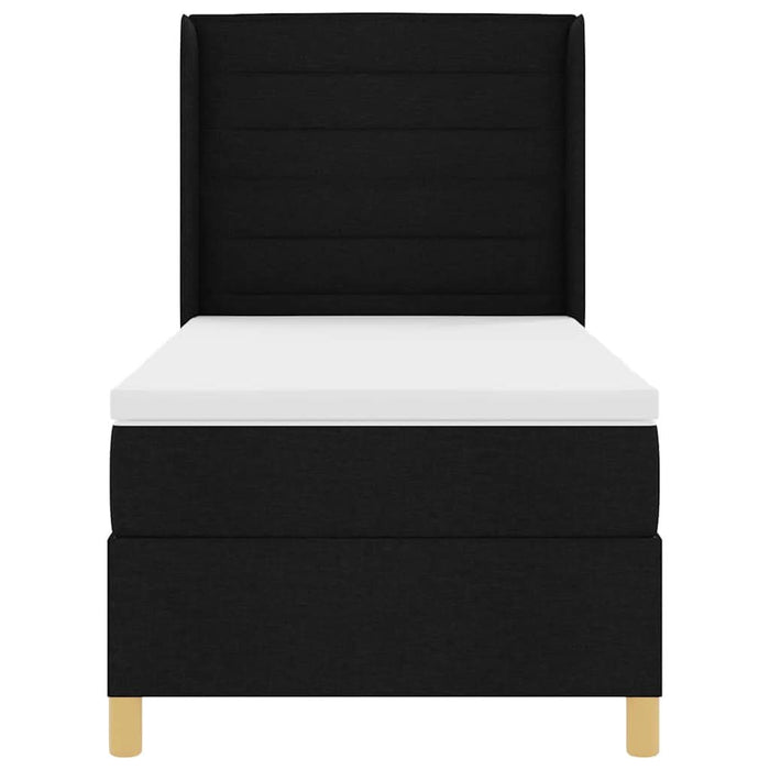 Pat cu arcuri cu saltea cu headboard Negru 90 x 200 cm țesătură - WALTI WALTI