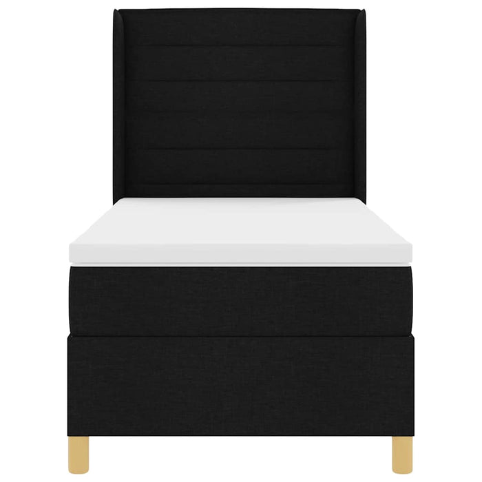 Pat cu arcuri cu saltea Negru 100 x 200 cm țesătură - WALTI WALTI