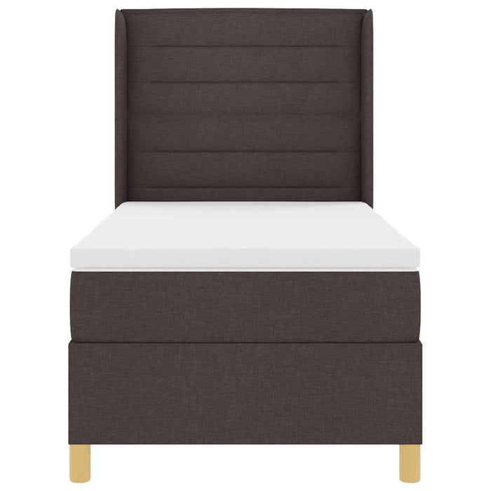 Pat cu arcuri cu saltea cu headboard Maro 100 x 200 cm țesătură - WALTI WALTI