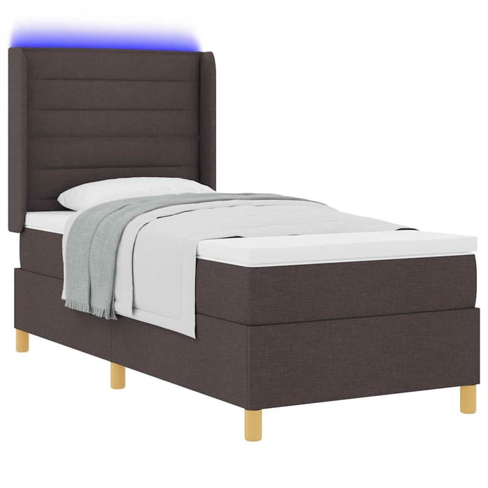 Pat cu arcuri cu saltea cu headboard Maro 100 x 200 cm țesătură - WALTI WALTI