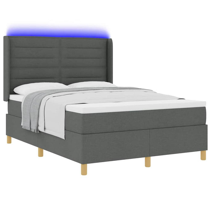 Pat cu arcuri cu saltea cu headboard Gri 140 x 190 cm țesătură - WALTI WALTI