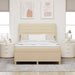 Pat cu arcuri cu saltea cu headboard Crem 140 x 190 cm țesătură - WALTI WALTI
