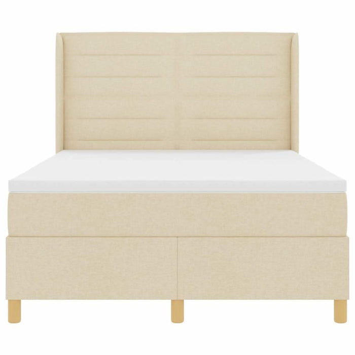 Pat cu arcuri cu saltea cu headboard Crem 140 x 190 cm țesătură - WALTI WALTI