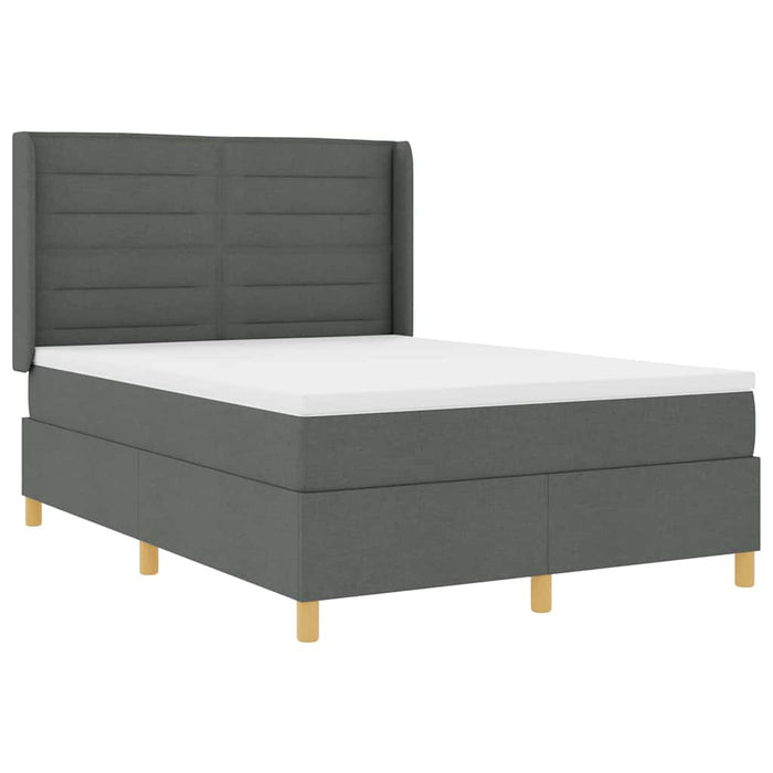 Pat cu arcuri cu saltea cu headboard Gri 140 x 200 cm țesătură - WALTI WALTI