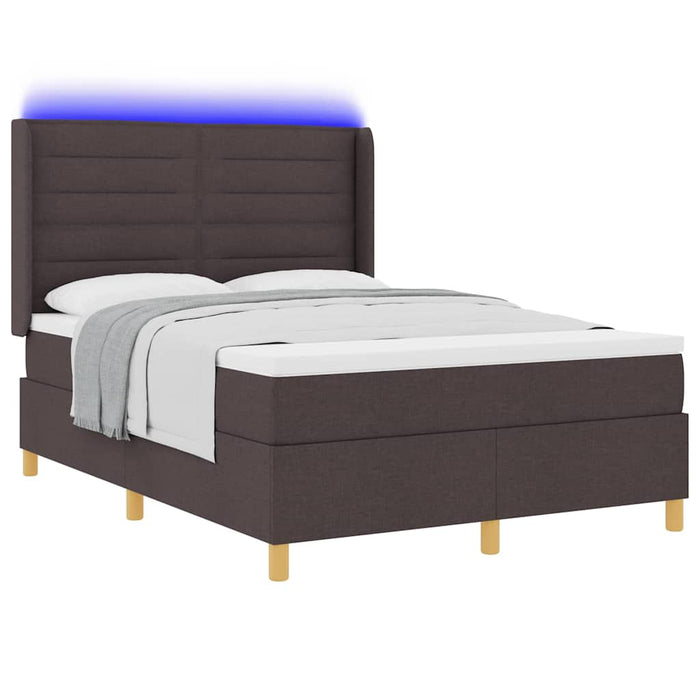 Pat cu arcuri cu benzi LED Maro 140 x 200 cm țesătură WALTI