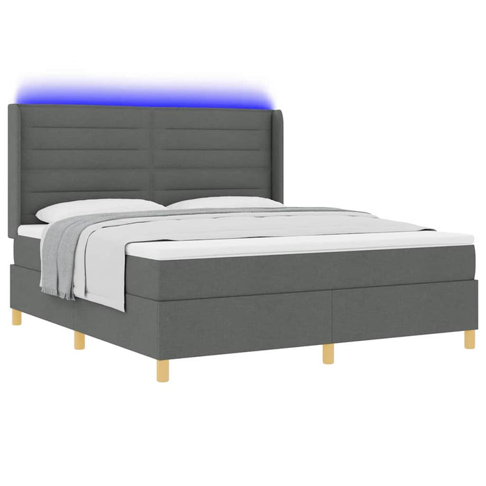 Pat cu arcuri cu saltea cu headboard Gri 140 x 200 cm țesătură - WALTI WALTI