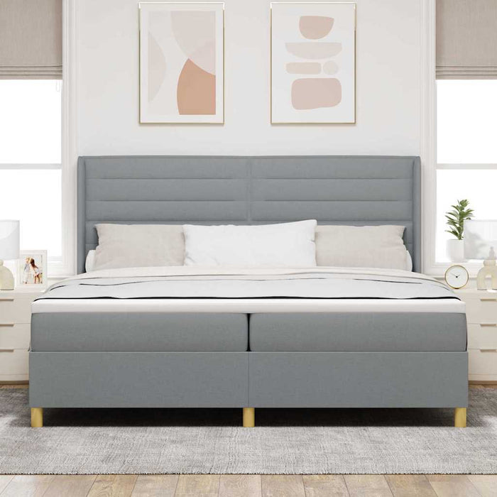 Pat cu arcuri cu saltea Gri deschis 140 x 200 cm țesătură - WALTI WALTI