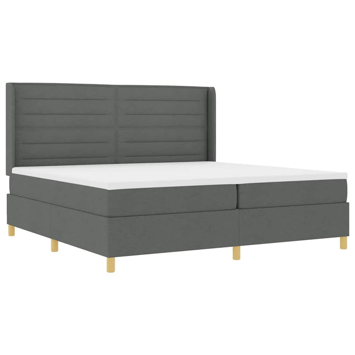 Pat cu arcuri cu saltea cu headboard Gri 140 x 200 cm țesătură - WALTI WALTI