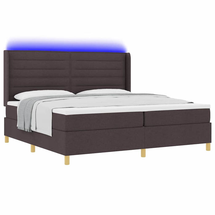 Pat cu arcuri cu saltea cu headboard Maro 140 x 200 cm țesătură - WALTI WALTI