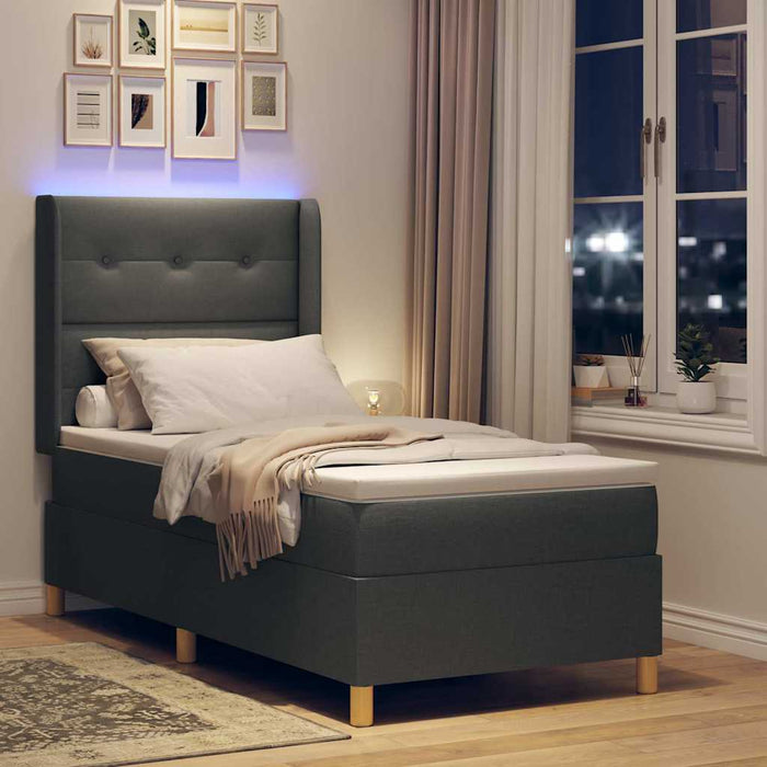 Pat cu arcuri cu benzi LED Gri 90 x 190 cm țesătură WALTI