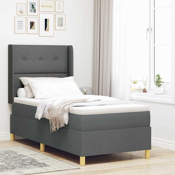 Pat cu arcuri cu benzi LED Gri 90 x 190 cm țesătură WALTI