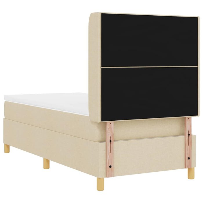 Pat cu arcuri cu saltea cu headboard Crem 140 x 190 cm țesătură - WALTI WALTI