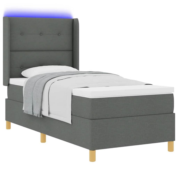 Pat cu arcuri cu benzi LED Gri 90 x 200 cm țesătură WALTI