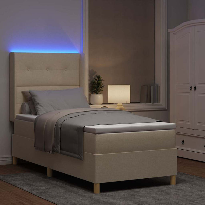 Pat cu arcuri cu saltea cu headboard Crem 140 x 200 cm țesătură - WALTI WALTI