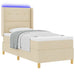 Pat cu arcuri cu saltea cu headboard Crem 140 x 200 cm țesătură - WALTI WALTI