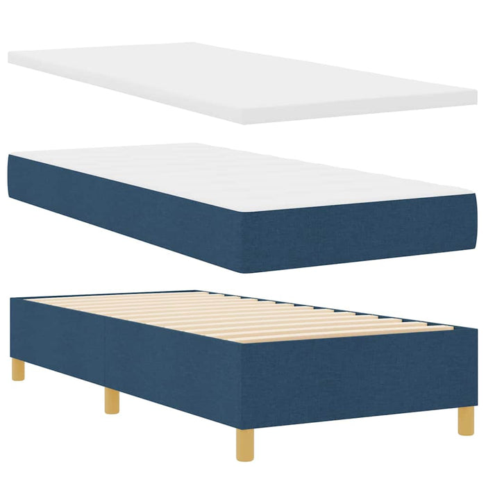 Pat cu arcuri cu benzi LED albastru 90 x 200 cm țesătură WALTI