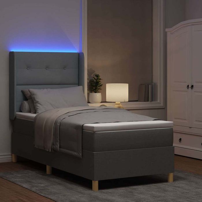 Pat cu arcuri cu benzi LED Gri deschis 100 x 200 cm țesătură - WALTI WALTI