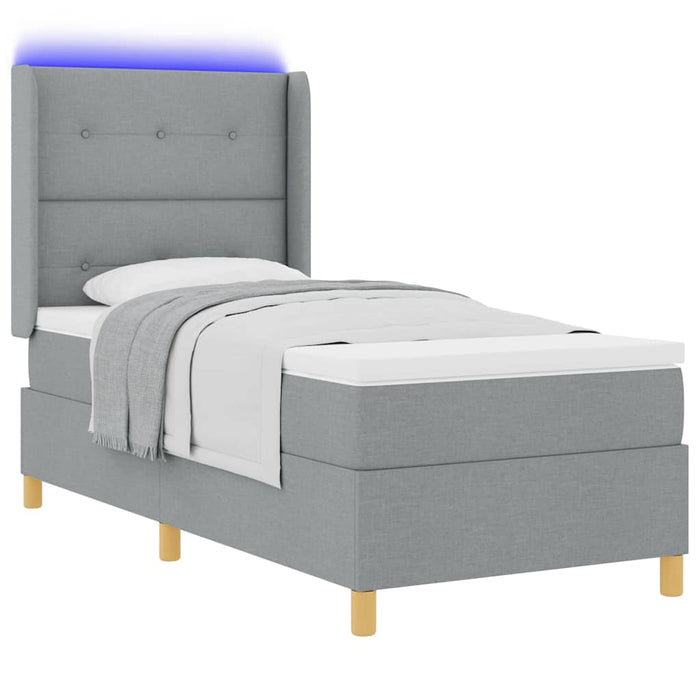Pat cu arcuri cu benzi LED Gri deschis 100 x 200 cm țesătură - WALTI WALTI