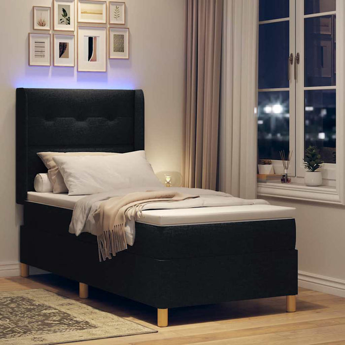 Pat cu arcuri cu benzi LED Negru 100 x 200 cm țesătură - WALTI WALTI