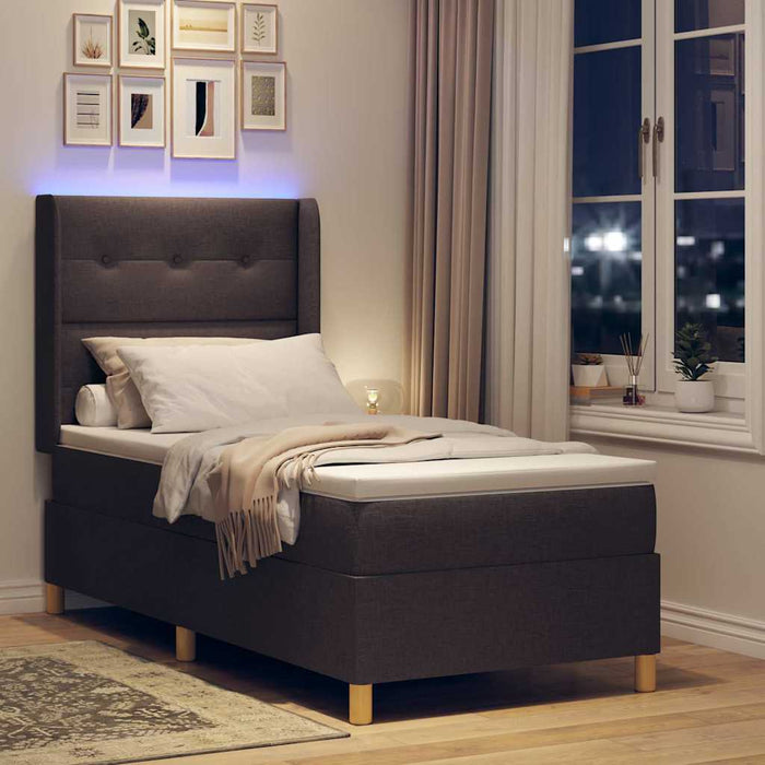 Pat cu arcuri cu benzi LED Maro 100 x 200 cm țesătură - WALTI WALTI