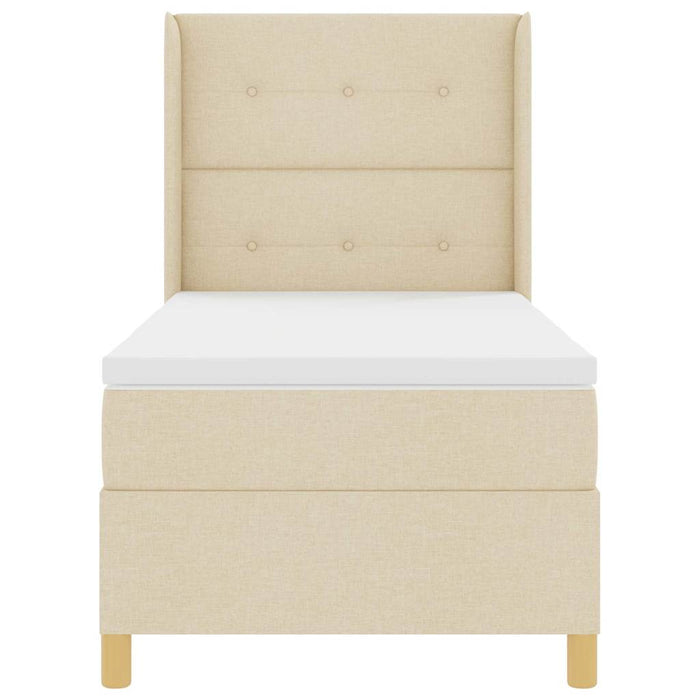 Pat cu arcuri cu saltea cu headboard Crem 140 x 200 cm țesătură - WALTI WALTI