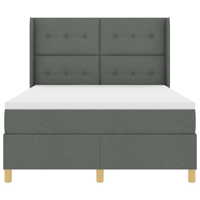 Pat cu arcuri cu saltea cu headboard Gri 140 x 190 cm țesătură - WALTI WALTI