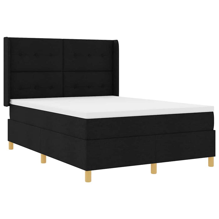 Pat cu arcuri cu saltea Negru 140 x 190 cm țesătură - WALTI WALTI