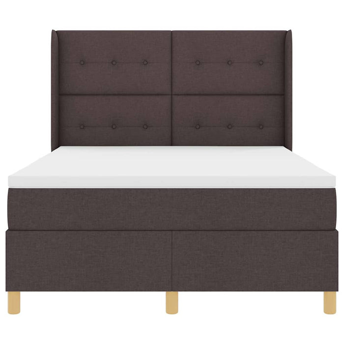Pat cu arcuri cu saltea cu headboard Maro 140 x 190 cm țesătură - WALTI WALTI