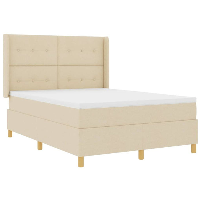 Pat cu arcuri cu saltea cu headboard Crem 140 x 190 cm țesătură - WALTI WALTI